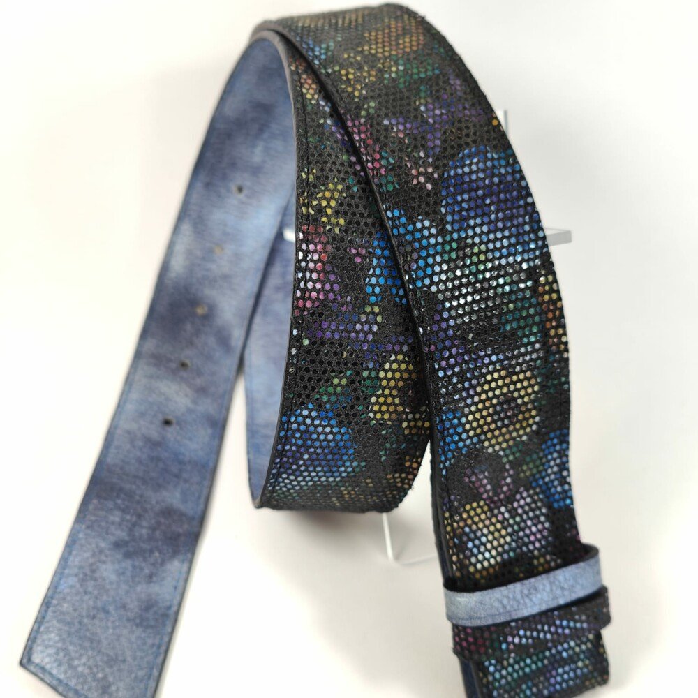 Ceinture reversible femme Jeans nuancé / Fleur